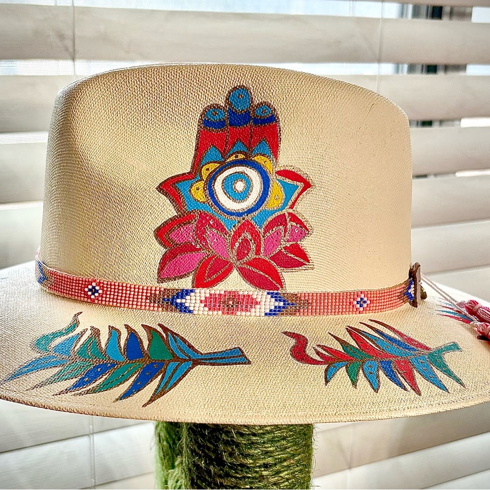 Colorful hand painted Women's Hat